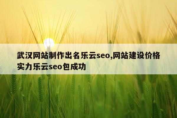武汉网站制作出名乐云seo,网站建设价格实力乐云seo包成功