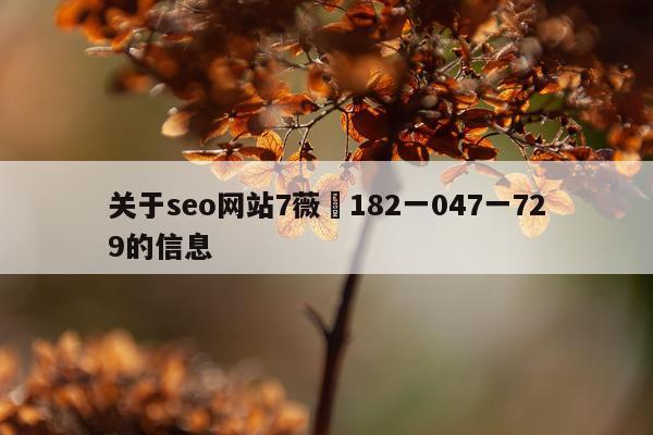 关于seo网站7薇鈊182一047一729的信息