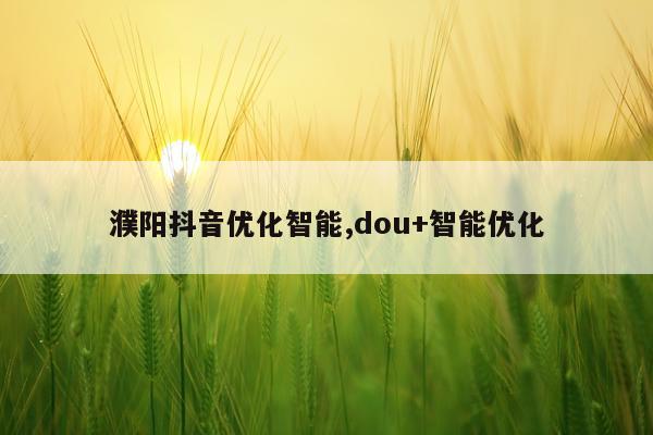 濮阳抖音优化智能,dou+智能优化