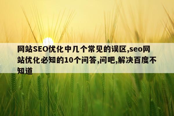 网站SEO优化中几个常见的误区,seo网站优化必知的10个问答,问吧,解决百度不知道