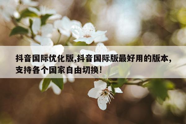 抖音国际优化版,抖音国际版最好用的版本,支持各个国家自由切换!
