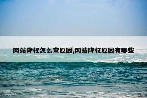 网站降权怎么查原因,网站降权原因有哪些