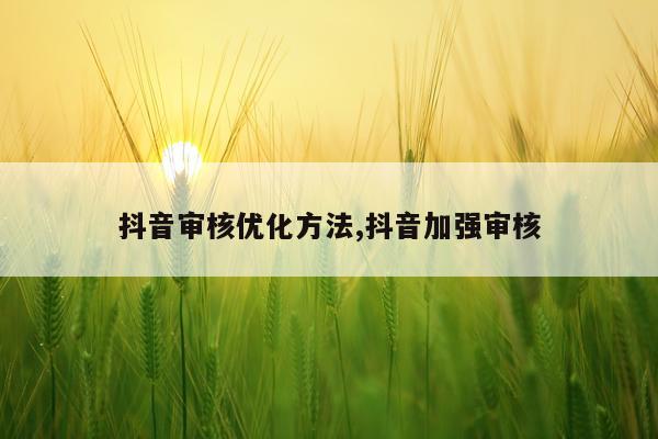 抖音审核优化方法,抖音加强审核