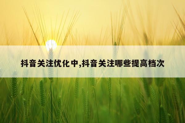 抖音关注优化中,抖音关注哪些提高档次