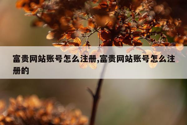 富贵网站账号怎么注册,富贵网站账号怎么注册的