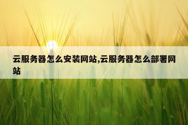 云服务器怎么安装网站,云服务器怎么部署网站