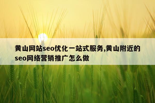 黄山网站seo优化一站式服务,黄山附近的seo网络营销推广怎么做