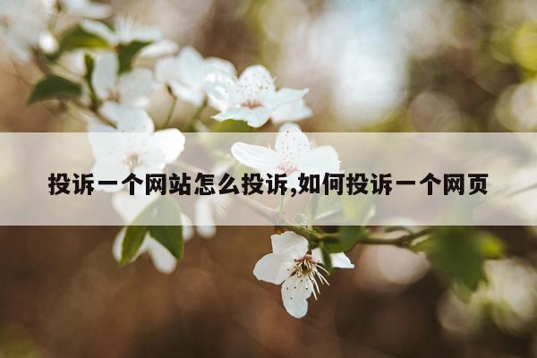 投诉一个网站怎么投诉,如何投诉一个网页