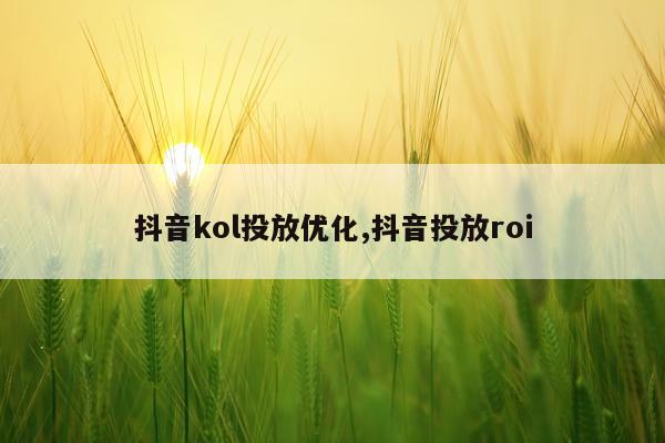 抖音kol投放优化,抖音投放roi