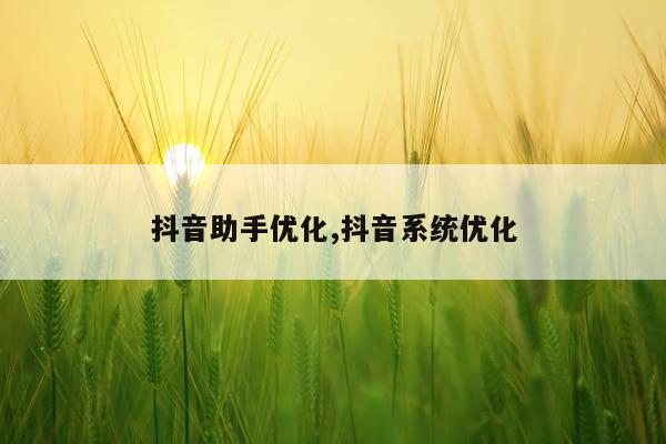 抖音助手优化,抖音系统优化