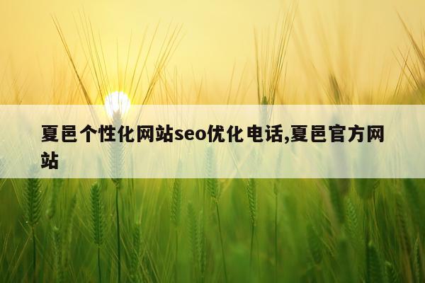 夏邑个性化网站seo优化电话,夏邑官方网站