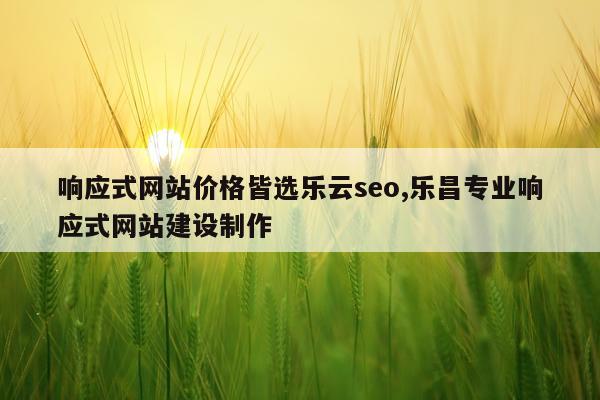 响应式网站价格皆选乐云seo,乐昌专业响应式网站建设制作
