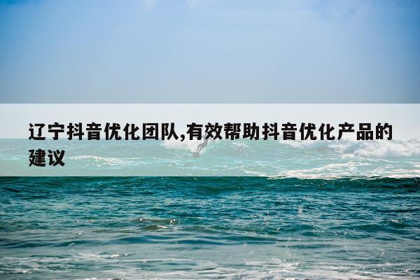 辽宁抖音优化团队,有效帮助抖音优化产品的建议