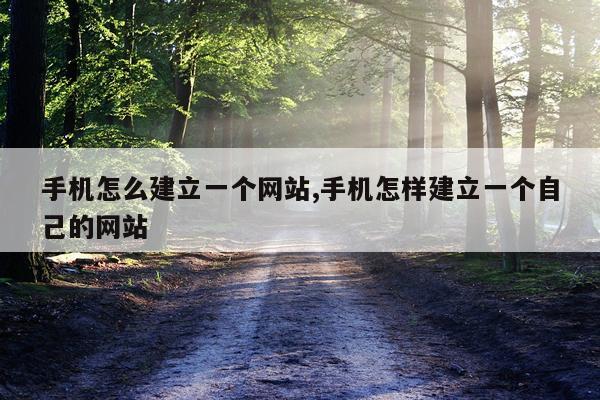 手机怎么建立一个网站,手机怎样建立一个自己的网站