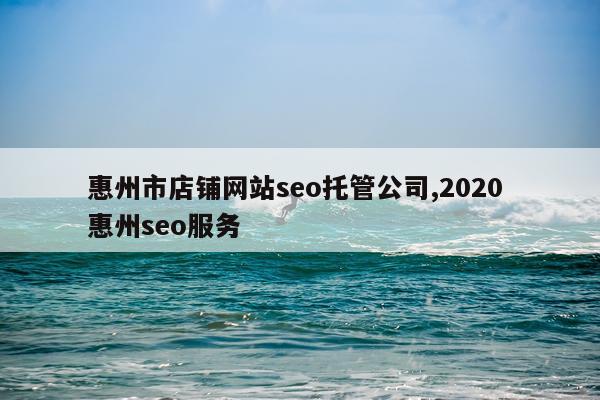 惠州市店铺网站seo托管公司,2020 惠州seo服务