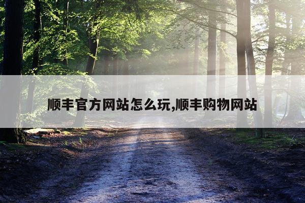 顺丰官方网站怎么玩,顺丰购物网站
