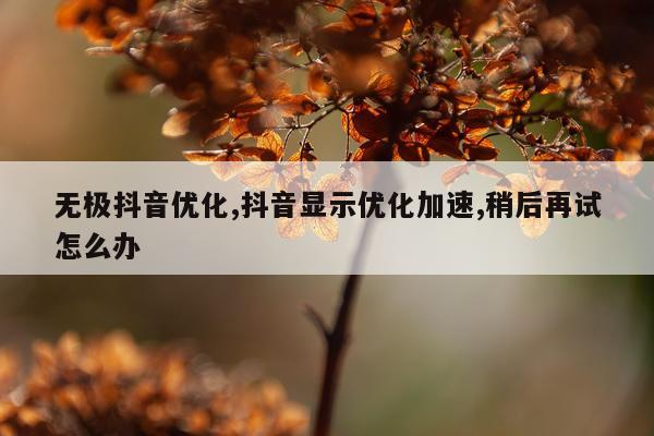 无极抖音优化,抖音显示优化加速,稍后再试怎么办