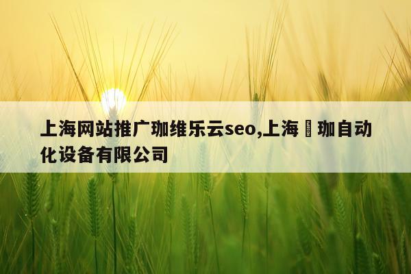 上海网站推广珈维乐云seo,上海芃珈自动化设备有限公司