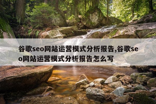 谷歌seo网站运营模式分析报告,谷歌seo网站运营模式分析报告怎么写
