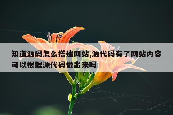 知道源码怎么搭建网站,源代码有了网站内容可以根据源代码做出来吗