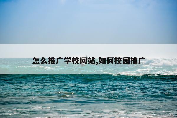怎么推广学校网站,如何校园推广