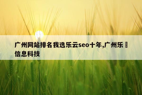 广州网站排名我选乐云seo十年,广州乐芃信息科技