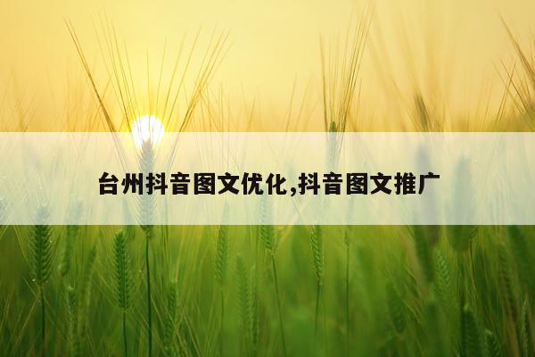 台州抖音图文优化,抖音图文推广