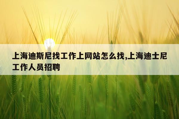 上海迪斯尼找工作上网站怎么找,上海迪士尼工作人员招聘