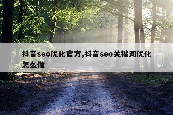 抖音seo优化官方,抖音seo关键词优化怎么做