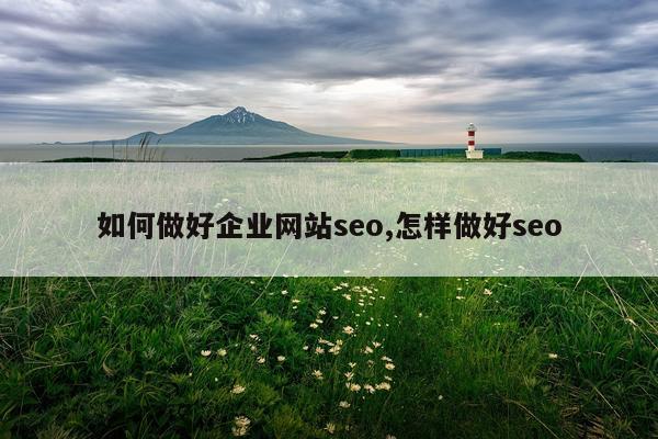 如何做好企业网站seo,怎样做好seo