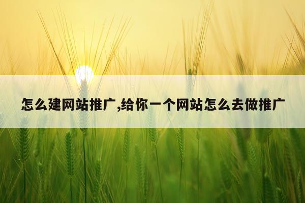 怎么建网站推广,给你一个网站怎么去做推广