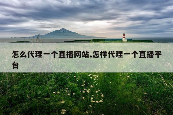 怎么代理一个直播网站,怎样代理一个直播平台