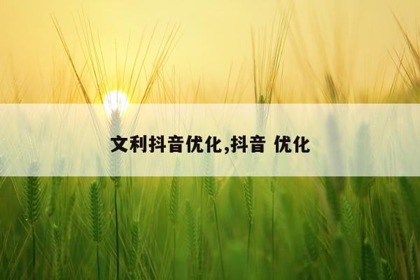 文利抖音优化,抖音 优化
