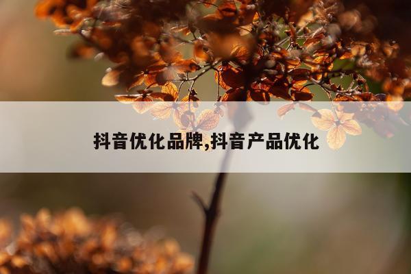 抖音优化品牌,抖音产品优化
