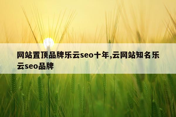 网站置顶品牌乐云seo十年,云网站知名乐云seo品牌