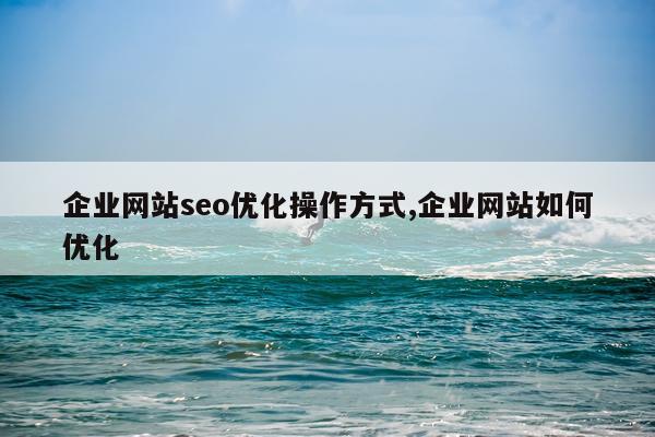 企业网站seo优化操作方式,企业网站如何优化