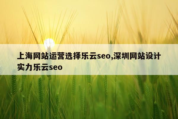 上海网站运营选择乐云seo,深圳网站设计实力乐云seo