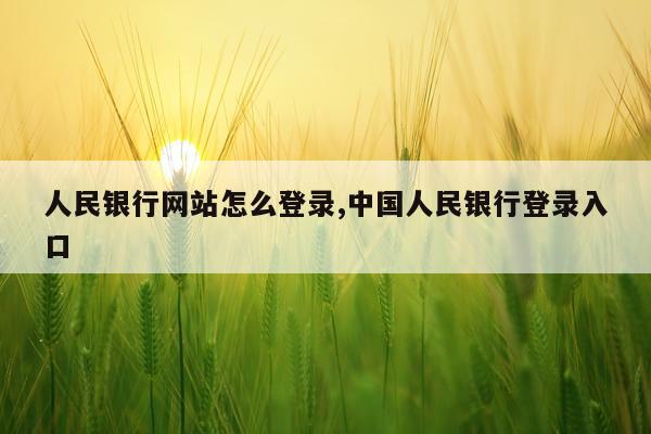 人民银行网站怎么登录,中国人民银行登录入口