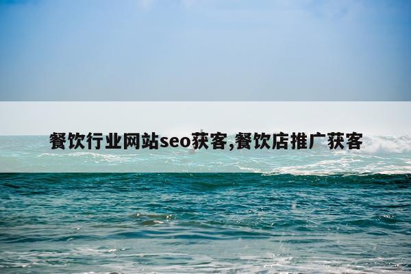 餐饮行业网站seo获客,餐饮店推广获客