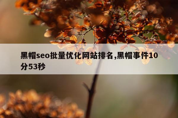 黑帽seo批量优化网站排名,黑帽事件10分53秒