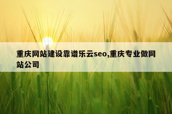 重庆网站建设靠谱乐云seo,重庆专业做网站公司