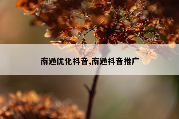 南通优化抖音,南通抖音推广
