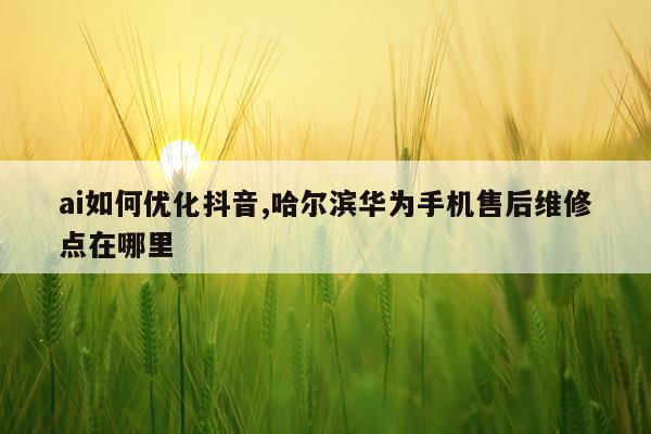ai如何优化抖音,哈尔滨华为手机售后维修点在哪里