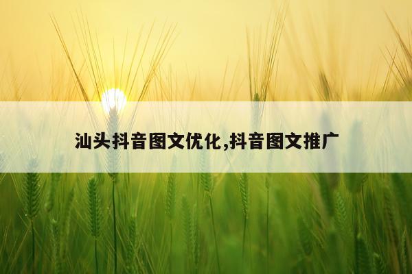 汕头抖音图文优化,抖音图文推广