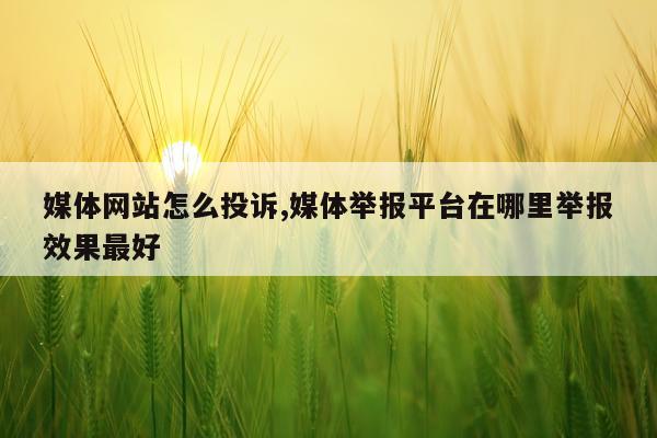 媒体网站怎么投诉,媒体举报平台在哪里举报效果最好