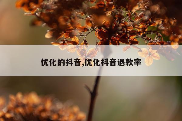 优化的抖音,优化抖音退款率