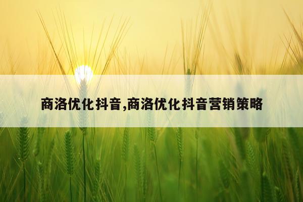 商洛优化抖音,商洛优化抖音营销策略