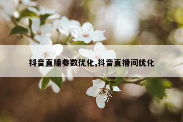 抖音直播参数优化,抖音直播间优化