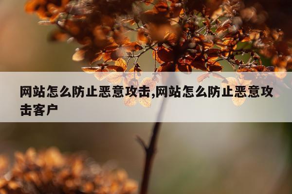 网站怎么防止恶意攻击,网站怎么防止恶意攻击客户