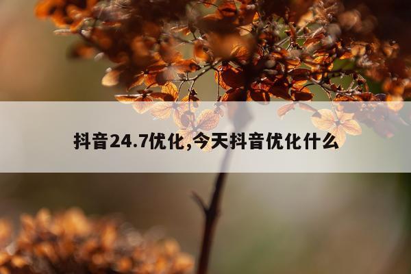 抖音24.7优化,今天抖音优化什么